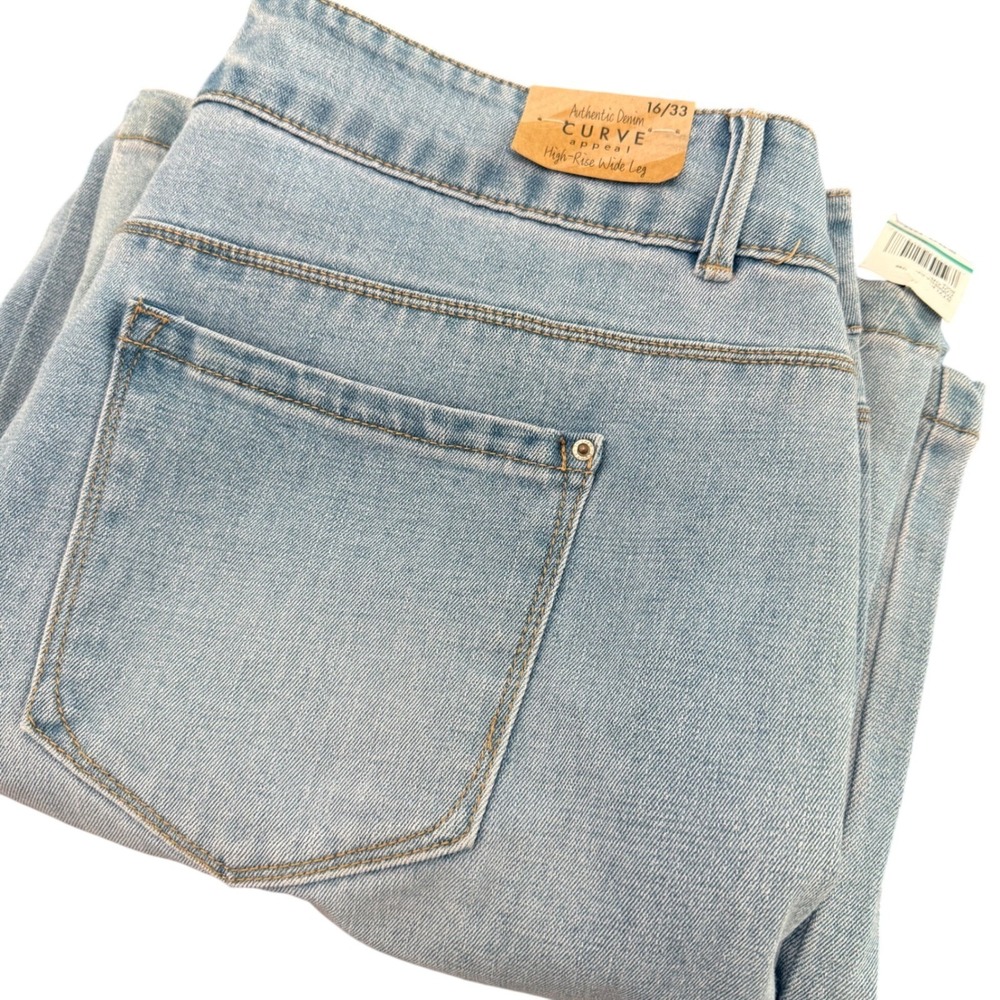 Curve Appeal Womens High Rise Wide Leg Jeans Boca Light Wash Size 16/33 (36x32)